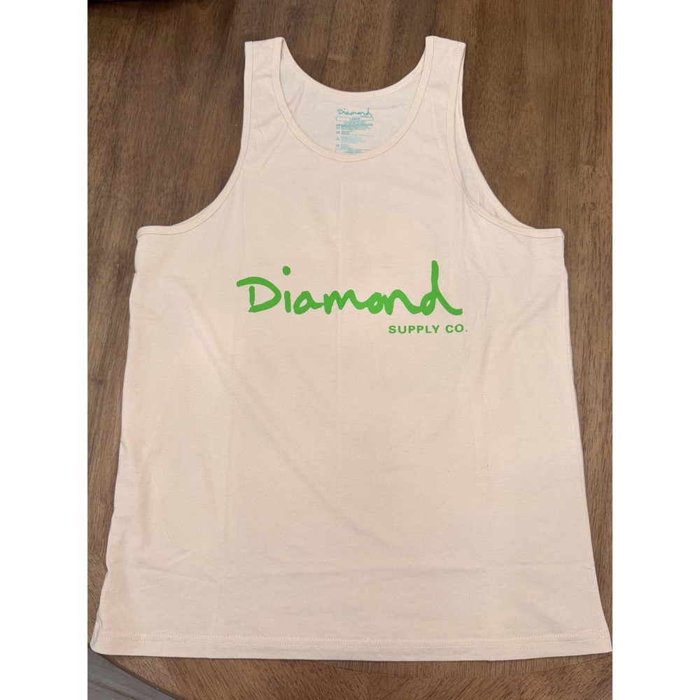 Diamond Supply Co Mens Graphic Tank Top Cream Large Streetwear Cannabis Print